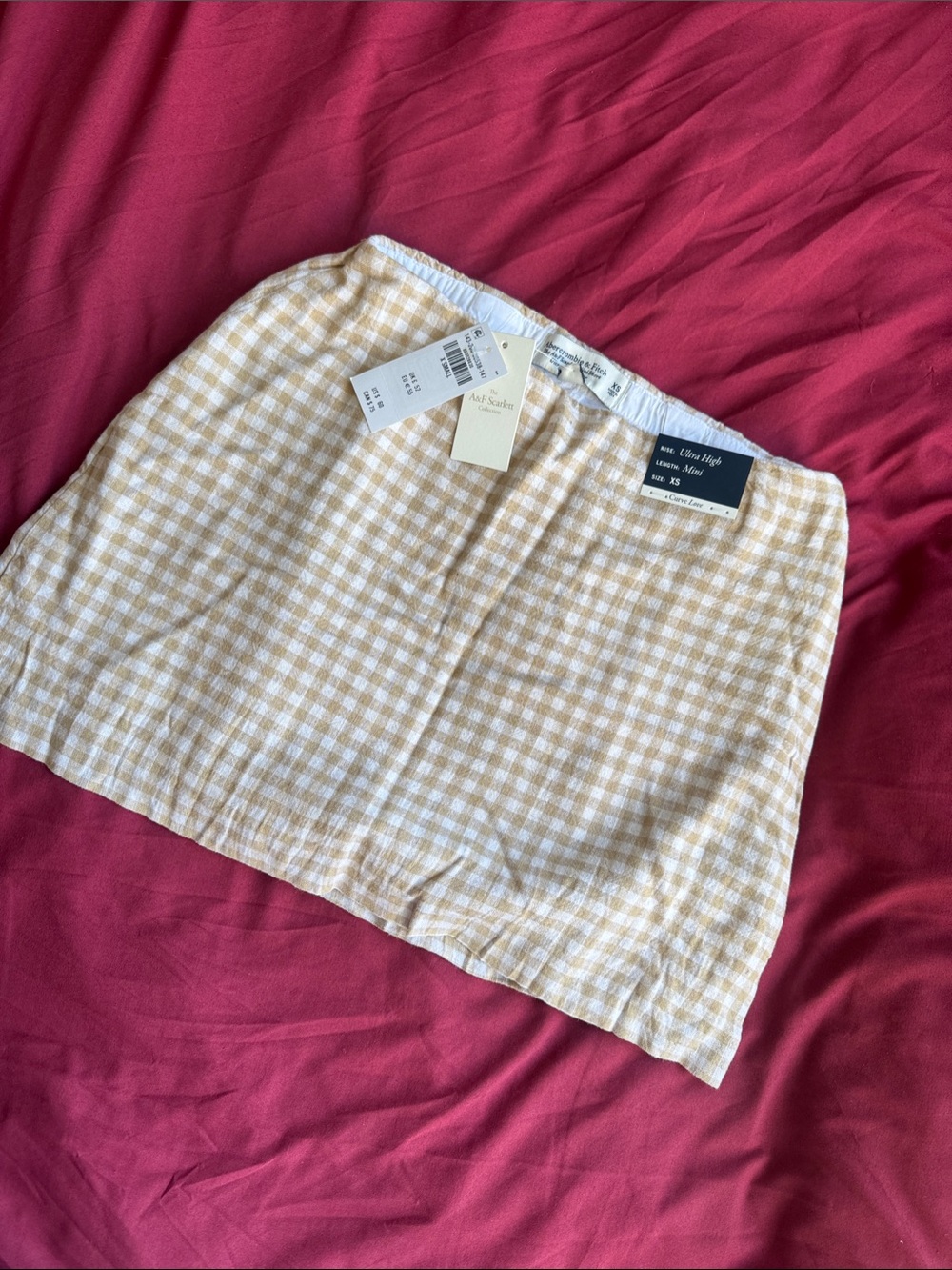 Abercrombie & Fitch Cream and White Gingham Mini Skort